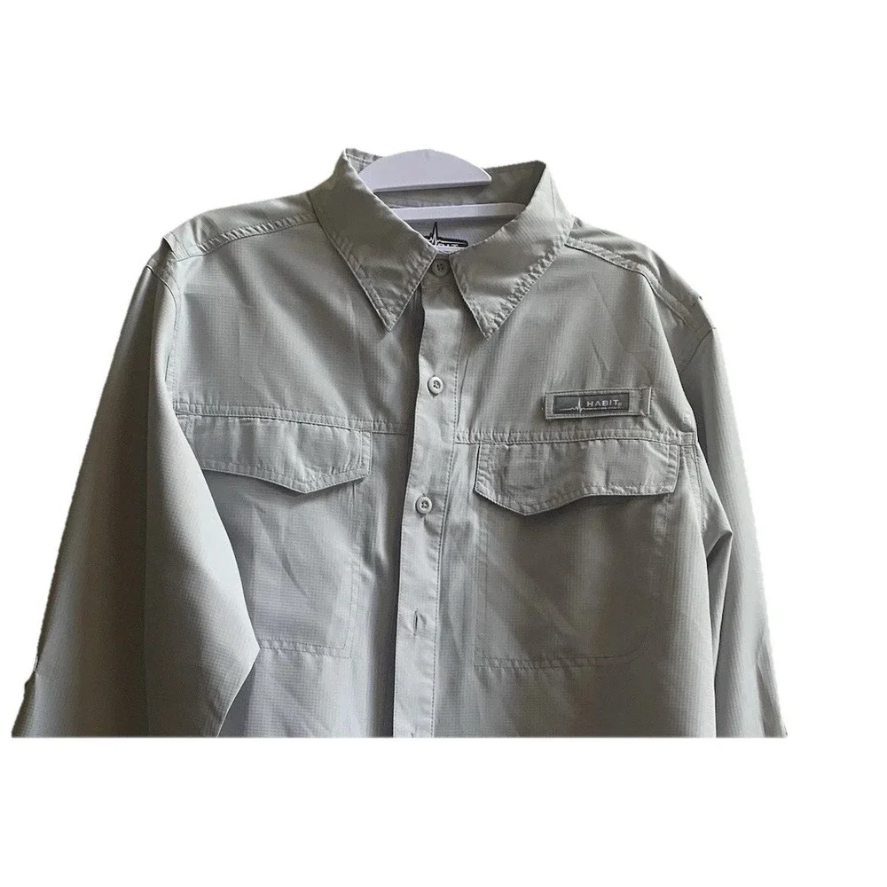 Habit Men's River Guide Lg Sleeve Fishing Shirt M-Solar Factor Grey‎ Lightweight